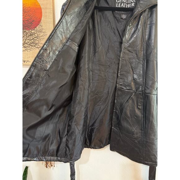 Y2K Black Patchwork Leather Jacket - Picture 8 of 10